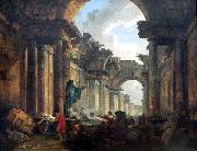 Hubert Robert Imaginary View of the Grand Gallery of the Louvre in Ruins oil painting reproduction